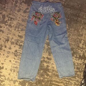 Embroidered Blue Boyfriend Jeans
